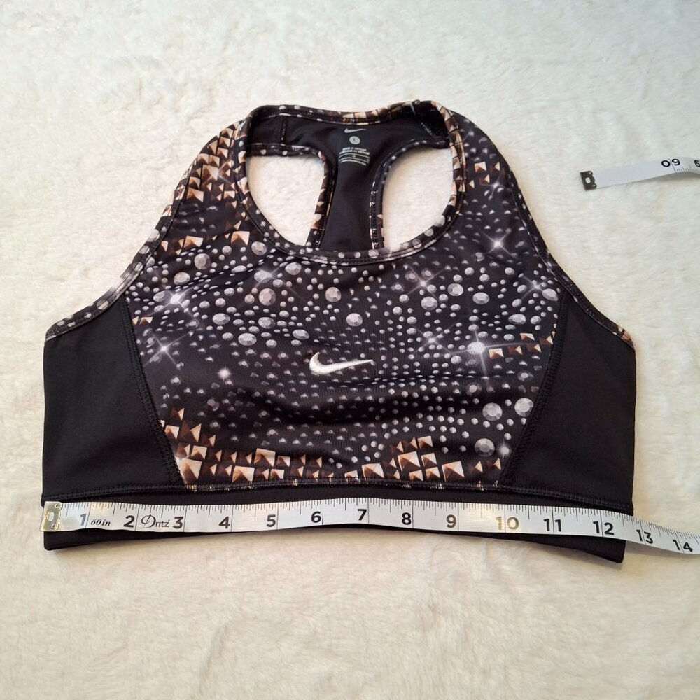 Nike Diamonds Graphic Sports Bra Sz L Racerback Removable Pads Workout Grunge - Picture 8 of 11